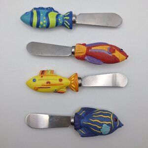 Boston Warehouse Fish Cheese Knives Knife Set Small Colorful Nautical Sea‎ Beach